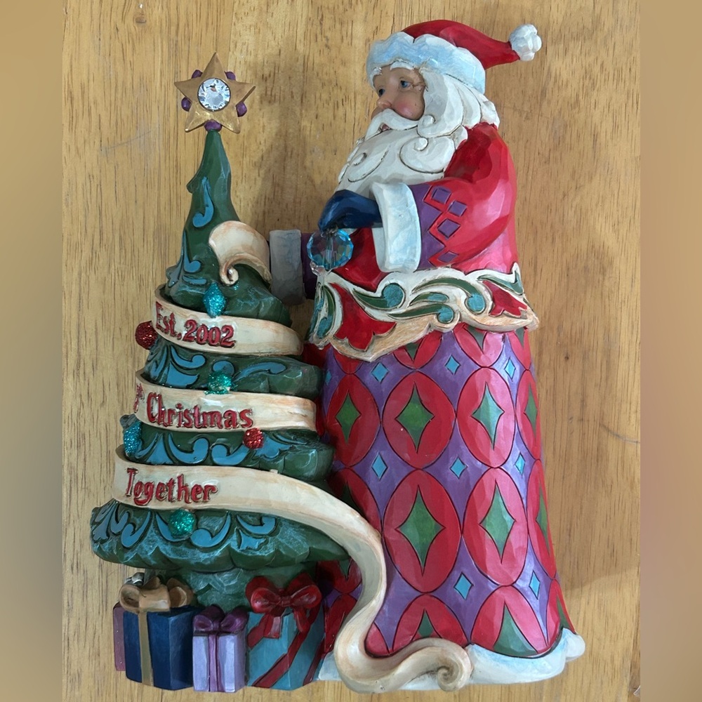 Festive Santa Figurine with Christmas Tree